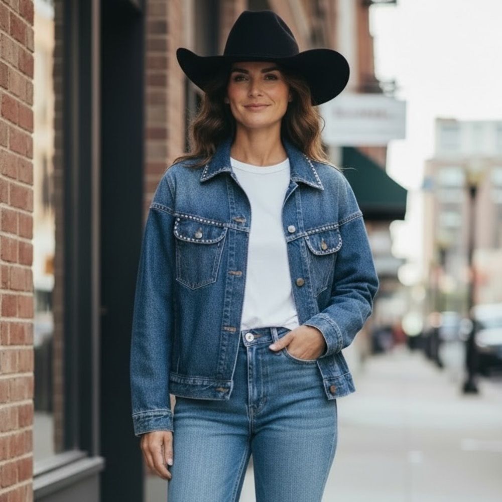 Wrangler 80’s western Studed denim jacket medium